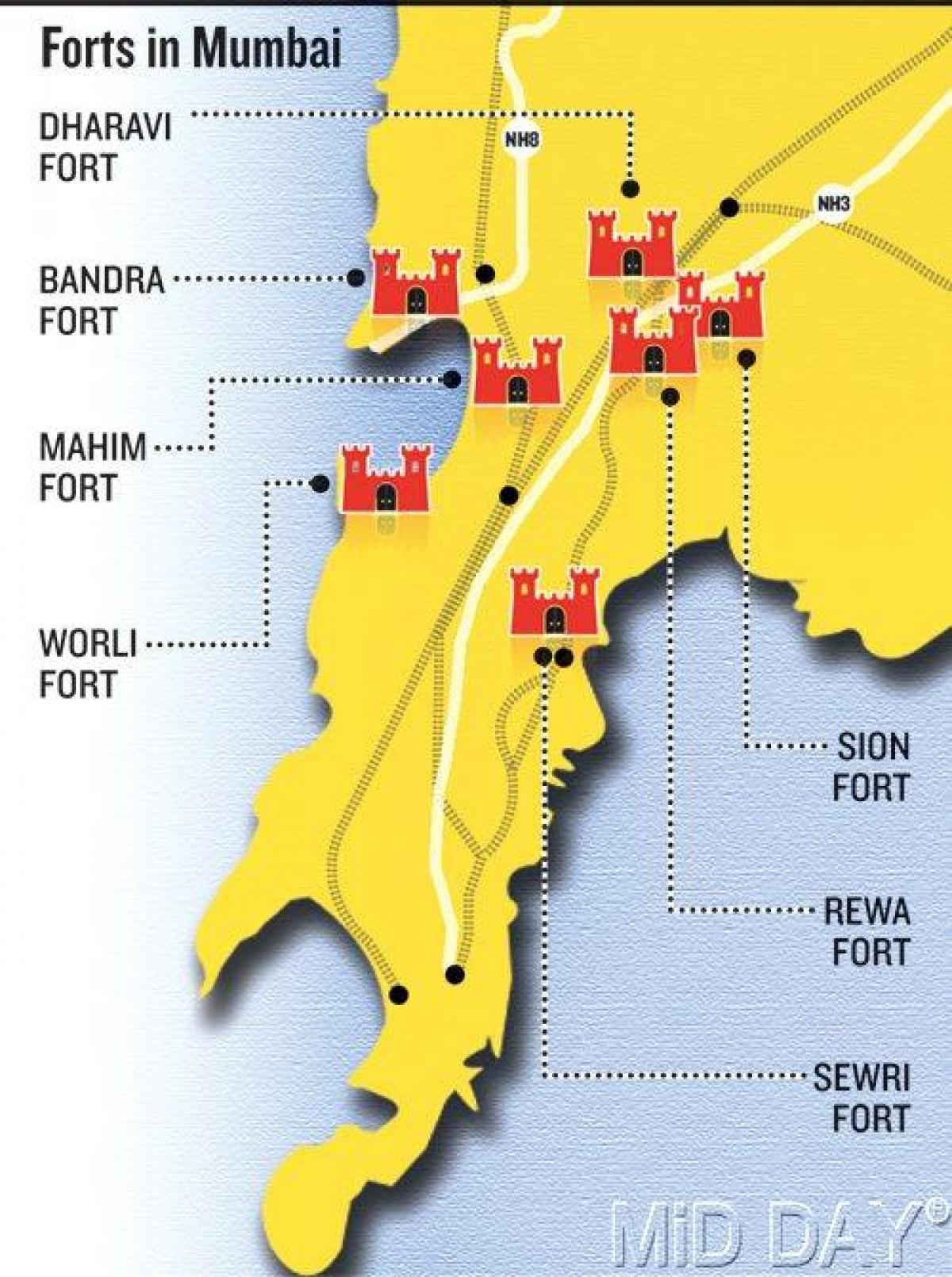 Mumbai fort svæði kort