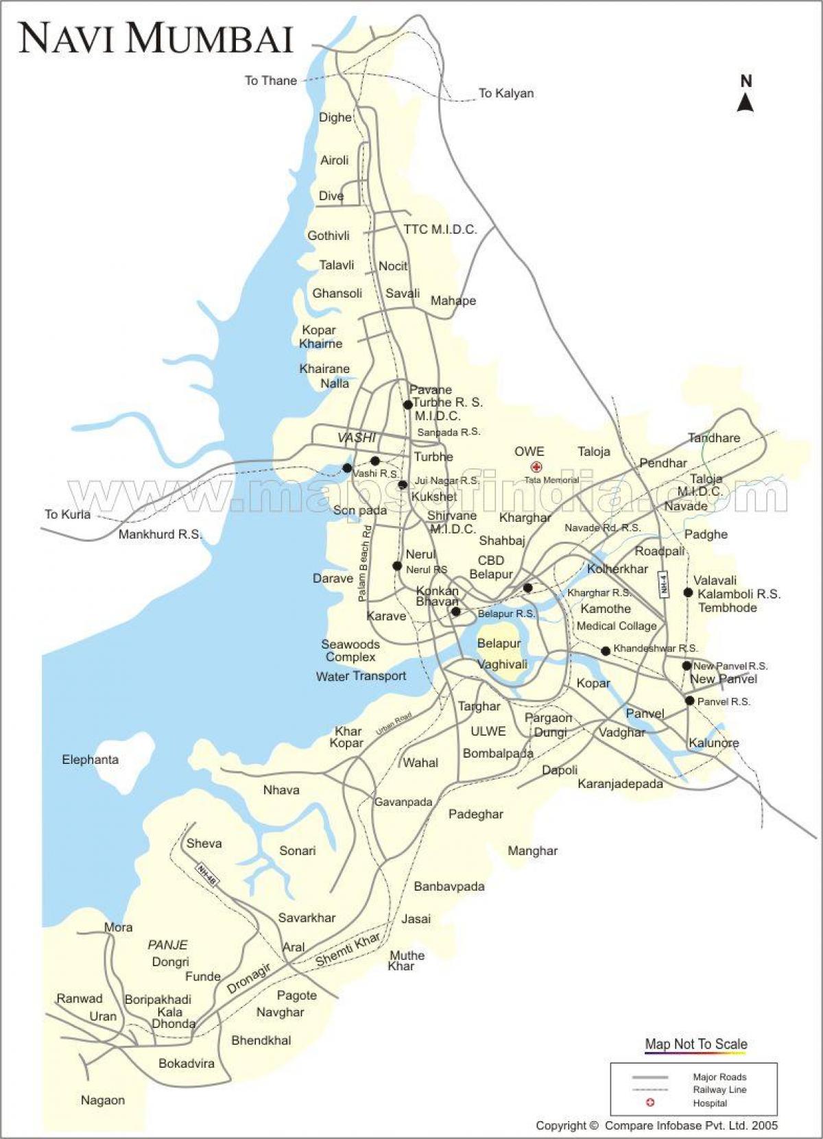 kort af nýja Mumbai