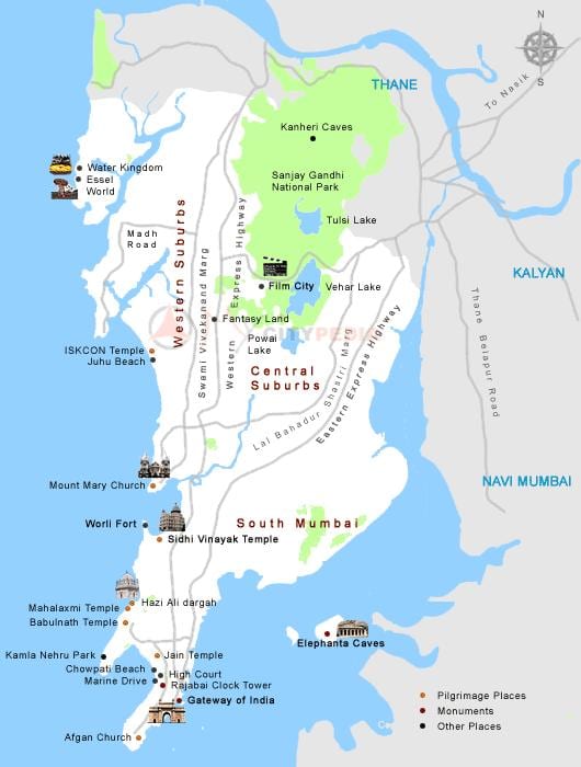 Bombay borg kort ferðamaður