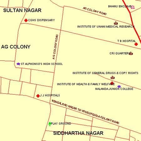 JJ Sjúkrahús Mumbai kort