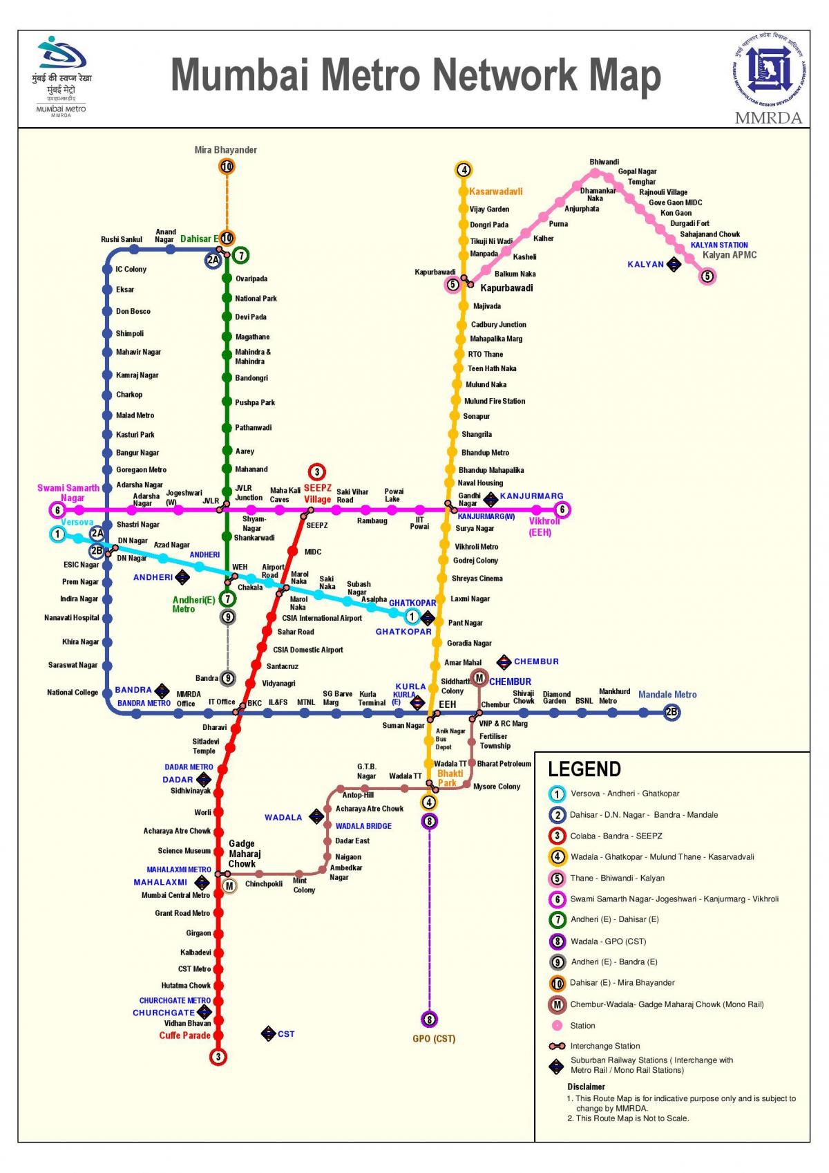 metro leið kort Mumbai