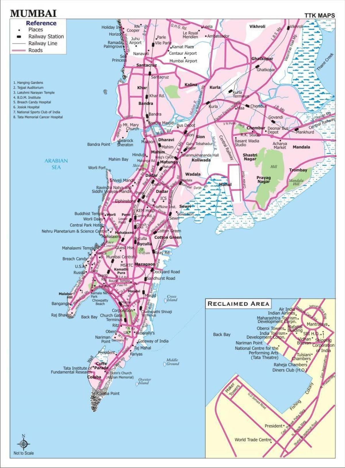borgin kort af Mumbai