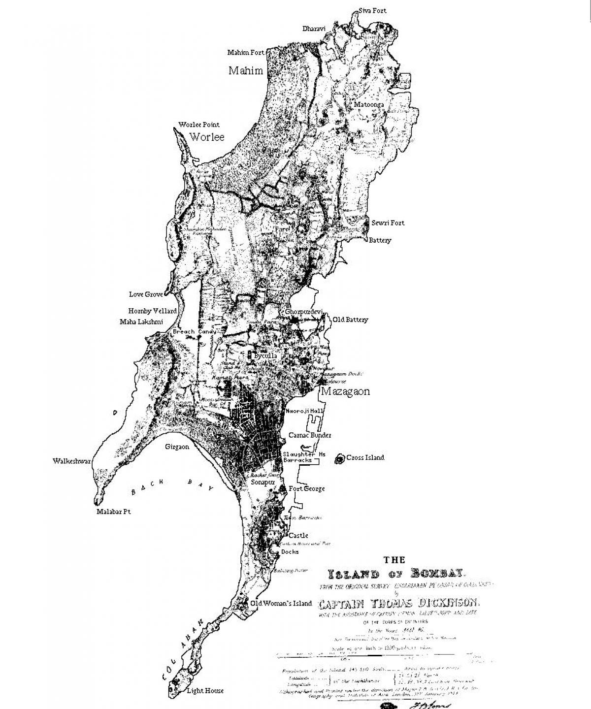 kort af Mumbai island