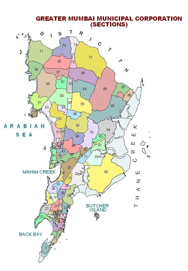 pólitísk kort af Mumbai