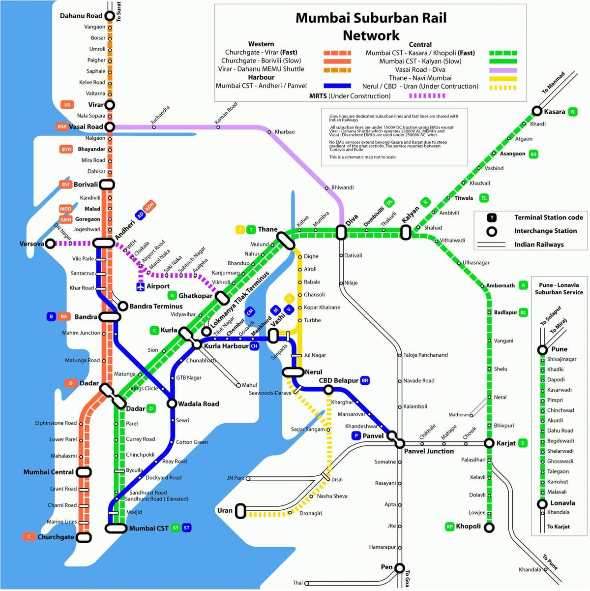 Mumbai staðnum járnbraut kort