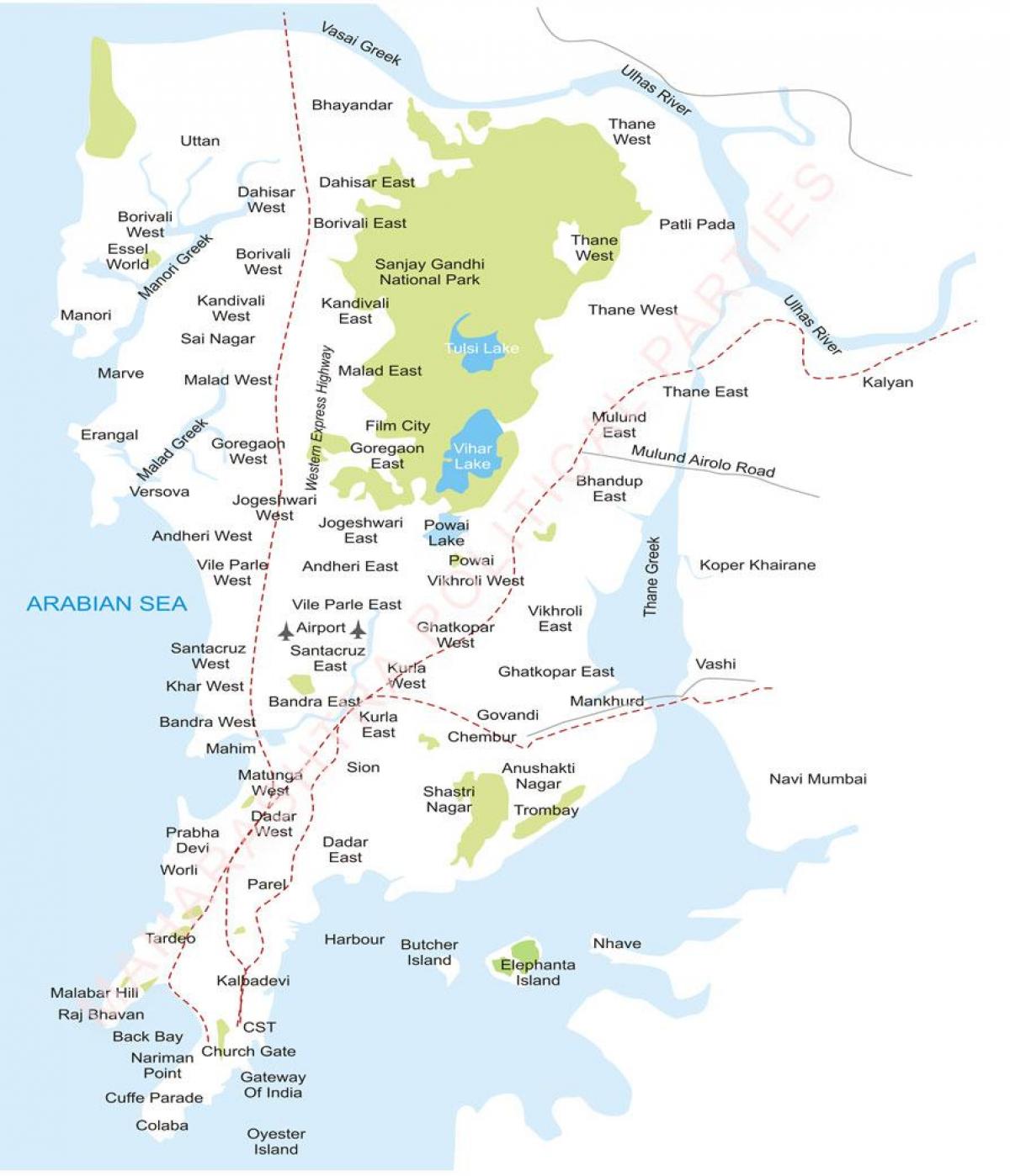 Mumbai úthverfi kort