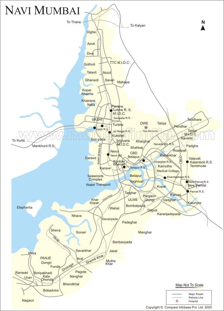 kort af nýja Mumbai