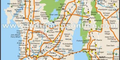 Líkamlega kort af Mumbai